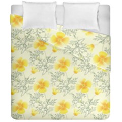 Floral Background Scrapbooking Yellow Duvet Cover Double Side (california King Size) by Pakrebo