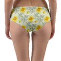 Floral Background Scrapbooking Yellow Reversible Mid-Waist Bikini Bottoms View4