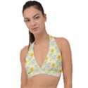 Floral Background Scrapbooking Yellow Halter Plunge Bikini Top View1