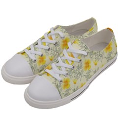 Floral Background Scrapbooking Yellow Women s Low Top Canvas Sneakers by Pakrebo