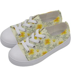 Floral Background Scrapbooking Yellow Kids  Low Top Canvas Sneakers by Pakrebo