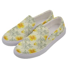 Floral Background Scrapbooking Yellow Men s Canvas Slip Ons by Pakrebo