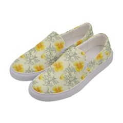 Floral Background Scrapbooking Yellow Women s Canvas Slip Ons by Pakrebo