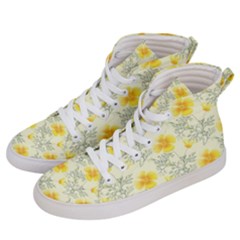 Floral Background Scrapbooking Yellow Men s Hi-top Skate Sneakers by Pakrebo