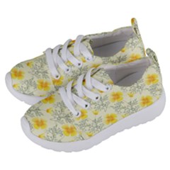 Floral Background Scrapbooking Yellow Kids  Lightweight Sports Shoes by Pakrebo