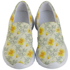 Floral Background Scrapbooking Yellow Kids  Lightweight Slip Ons by Pakrebo