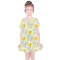 Floral Background Scrapbooking Yellow Kids  Simple Cotton Dress by Pakrebo