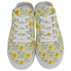 Floral Background Scrapbooking Yellow Half Slippers by Pakrebo