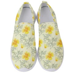 Floral Background Scrapbooking Yellow Men s Slip On Sneakers by Pakrebo