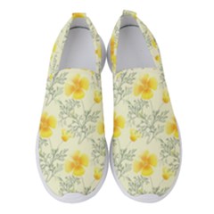 Floral Background Scrapbooking Yellow Women s Slip On Sneakers by Pakrebo