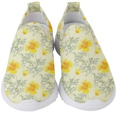 Floral Background Scrapbooking Yellow Kids  Slip On Sneakers by Pakrebo