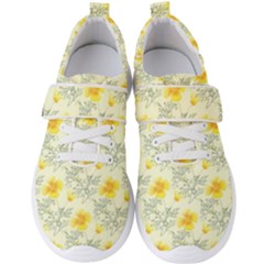 Floral Background Scrapbooking Yellow Men s Velcro Strap Shoes by Pakrebo