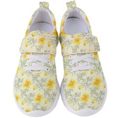 Floral Background Scrapbooking Yellow Women s Velcro Strap Shoes by Pakrebo