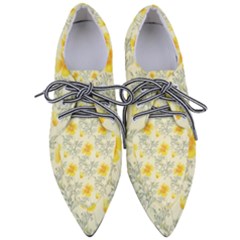 Floral Background Scrapbooking Yellow Pointed Oxford Shoes by Pakrebo