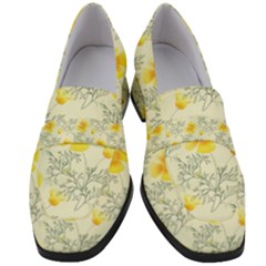 Floral Background Scrapbooking Yellow Women s Chunky Heel Loafers by Pakrebo