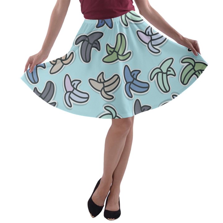 Bananas Repetition Repeat Pattern A-line Skater Skirt