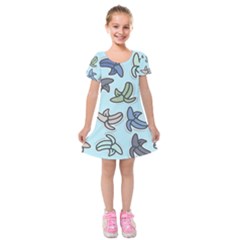 Bananas Repetition Repeat Pattern Kids  Short Sleeve Velvet Dress by Pakrebo