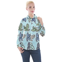 Bananas Repetition Repeat Pattern Women s Long Sleeve Pocket Shirt