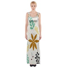 Design Nature Color Banner Modern Maxi Thigh Split Dress by Pakrebo