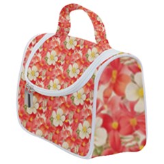 Background Images Floral Pattern Red White Satchel Handbag