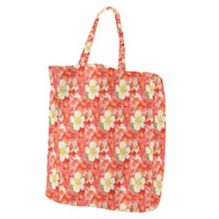 Background Images Floral Pattern Red White Giant Grocery Tote