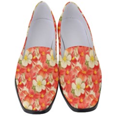 Background Images Floral Pattern Red White Women s Classic Loafer Heels by Pakrebo