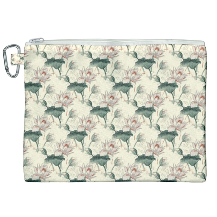 Floral Pattern Scrapbook Seamless Canvas Cosmetic Bag (XXL)