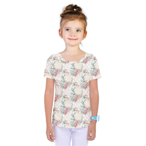 Floral Pattern Scrapbook Decorative Kids  One Piece Tee by Pakrebo