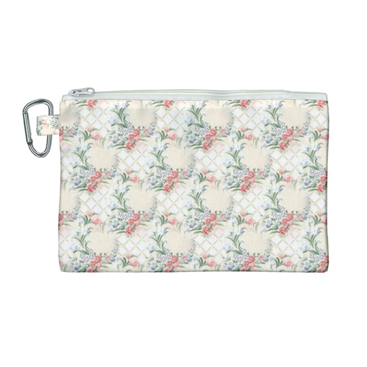 Floral Pattern Scrapbook Decorative Canvas Cosmetic Bag (Large)