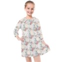 Floral Pattern Scrapbook Decorative Kids  Quarter Sleeve Shirt Dress View1