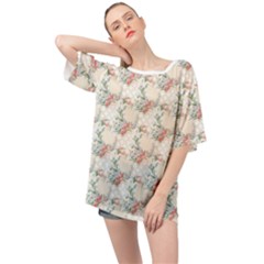 Floral Pattern Scrapbook Decorative Oversized Chiffon Top