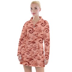 Vintage Seamless Decorative Women s Long Sleeve Casual Dress