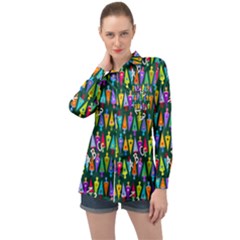 Pattern Back To School Schultüte Long Sleeve Satin Shirt