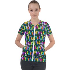 Pattern Back To School Schultüte Short Sleeve Zip Up Jacket