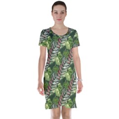 Leaves Seamless Pattern Design Short Sleeve Nightdress by Pakrebo