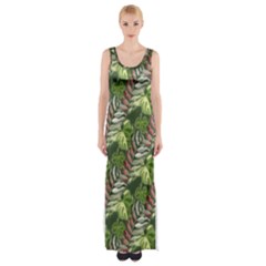 Leaves Seamless Pattern Design Maxi Thigh Split Dress by Pakrebo