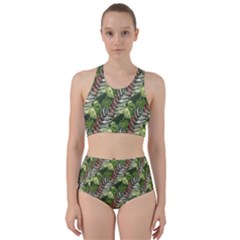 Leaves Seamless Pattern Design Racer Back Bikini Set by Pakrebo