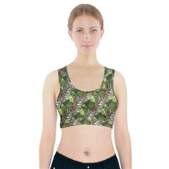 Leaves Seamless Pattern Design Sports Bra With Pocket by Pakrebo