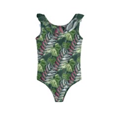 Leaves Seamless Pattern Design Kids  Frill Swimsuit by Pakrebo