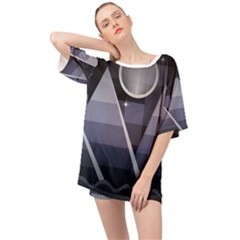 Background Stylized Scenery Oversized Chiffon Top