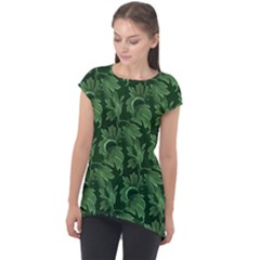 Leaf Flora Nature Desktop Herbal Cap Sleeve High Low Top by Pakrebo