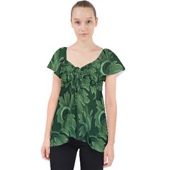 Leaf Flora Nature Desktop Herbal Lace Front Dolly Top by Pakrebo