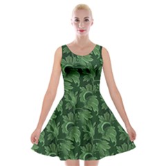 Leaf Flora Nature Desktop Herbal Velvet Skater Dress by Pakrebo