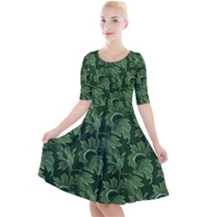 Leaf Flora Nature Desktop Herbal Quarter Sleeve A-line Dress by Pakrebo