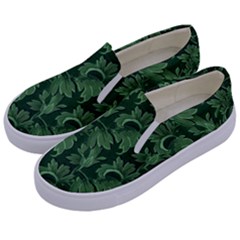 Leaf Flora Nature Desktop Herbal Kids  Canvas Slip Ons by Pakrebo