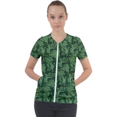 Leaf Flora Nature Desktop Herbal Short Sleeve Zip Up Jacket by Pakrebo