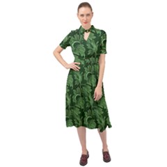 Leaf Flora Nature Desktop Herbal Keyhole Neckline Chiffon Dress