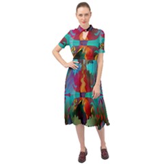 Background Sci Fi Fantasy Colorful Keyhole Neckline Chiffon Dress