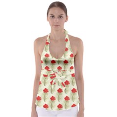 Floral Background Scrapbook Vintage Babydoll Tankini Top by Pakrebo