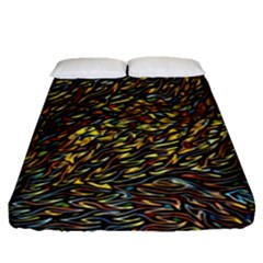 Flames Pattern Texture Gold Fitted Sheet (queen Size) by Pakrebo